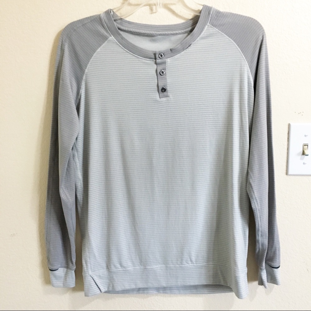lululemon athletica Light Gray Long Sleeve Henley Top